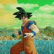 Luffy, Goku, and Naruto, the stars of Shonen Jump's three biggest series, stand side by side in front of a green sky--ready to fight.